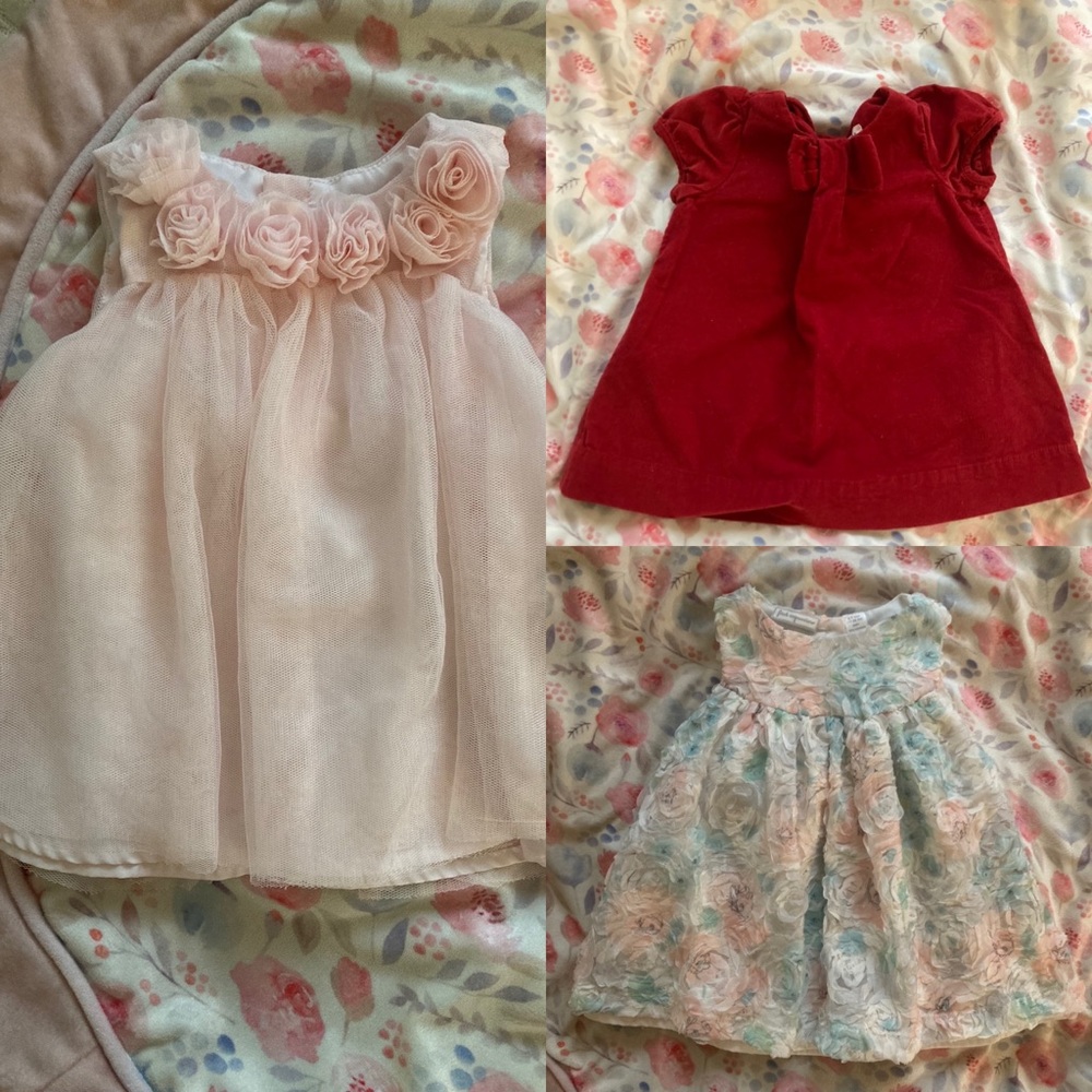 3 Baby girl summer dresses 3-6M, 6-9M Bundle